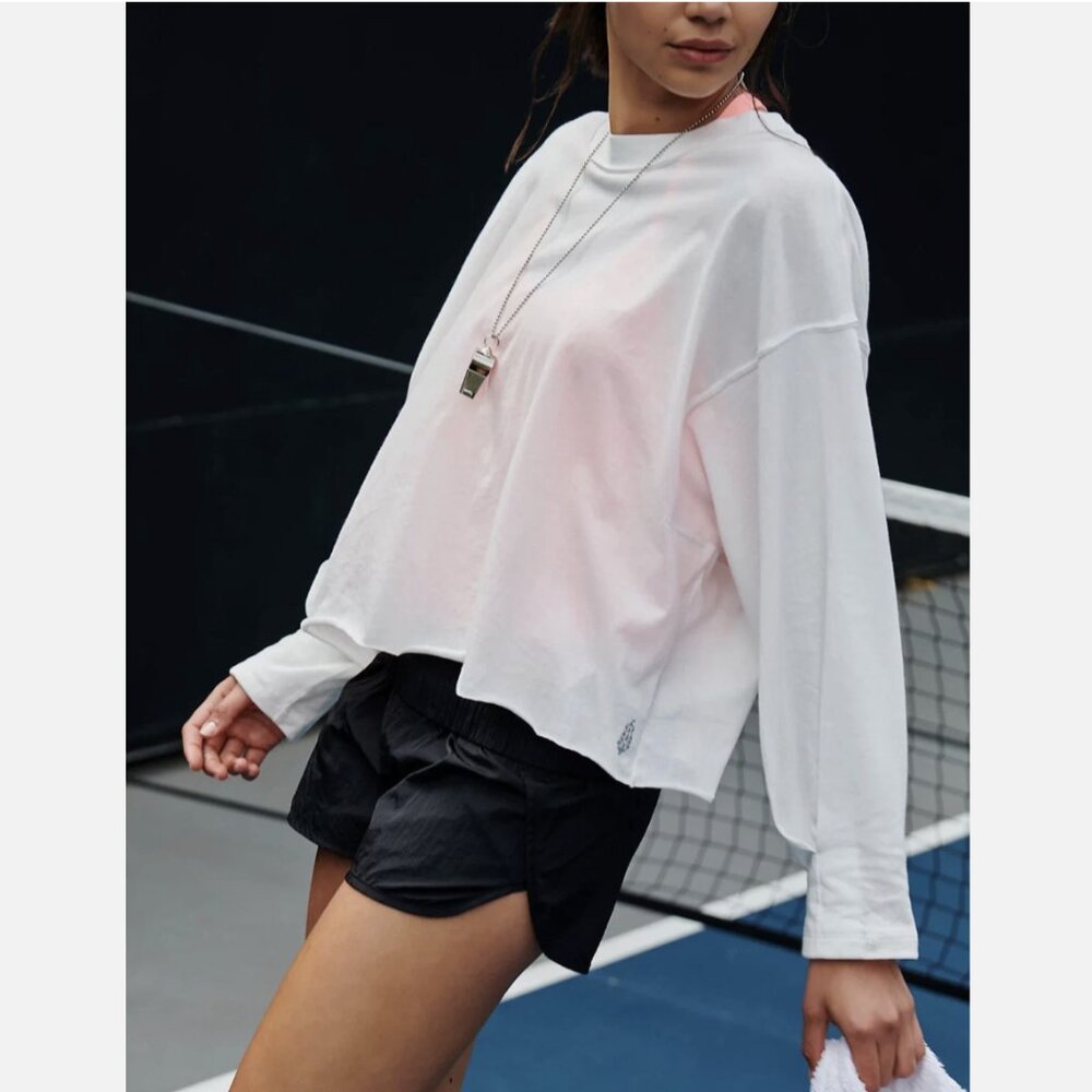 Free People Movement White Long Sleeve Inspire Layer Top